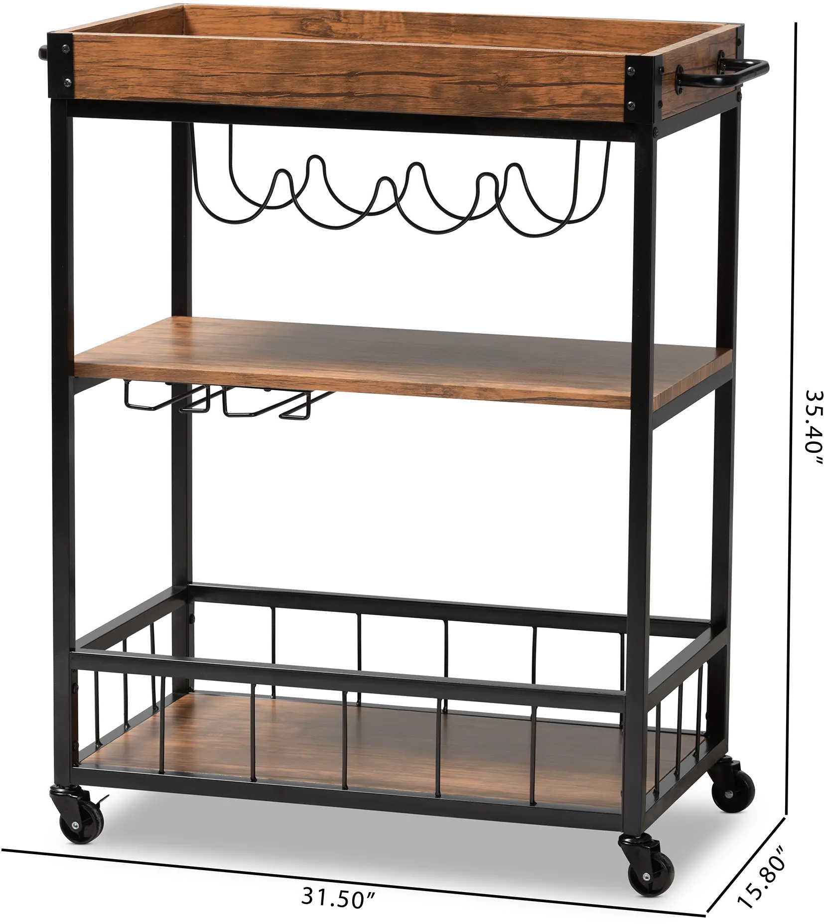 153-9039-RCW Cerne Rustic Oak and Black Metal Bar Cart-9