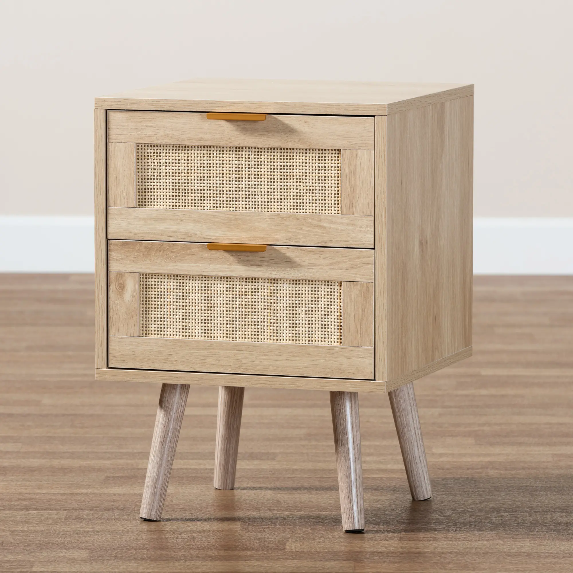176-11249-RCW Baird Light Brown Wood and Rattan 2-Drawer Nightstand-2