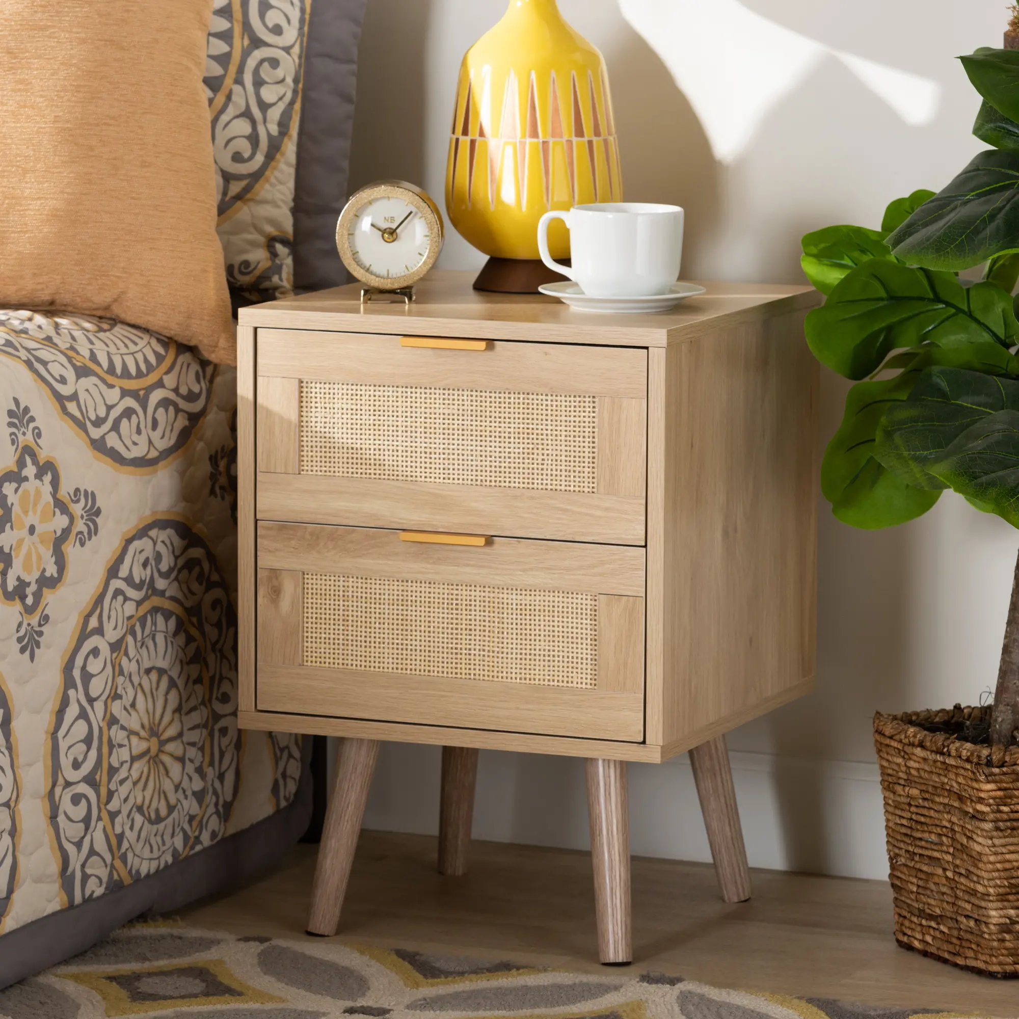 176-11249-RCW Baird Light Brown Wood and Rattan 2-Drawer Nightstand-3