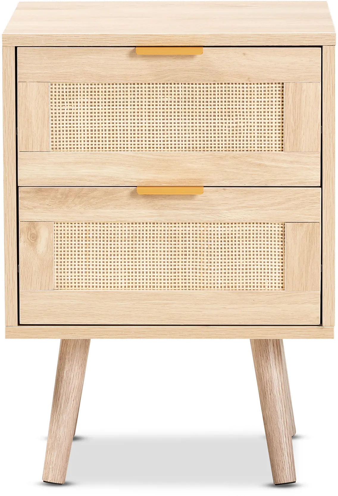176-11249-RCW Baird Light Brown Wood and Rattan 2-Drawer Nightstand-1
