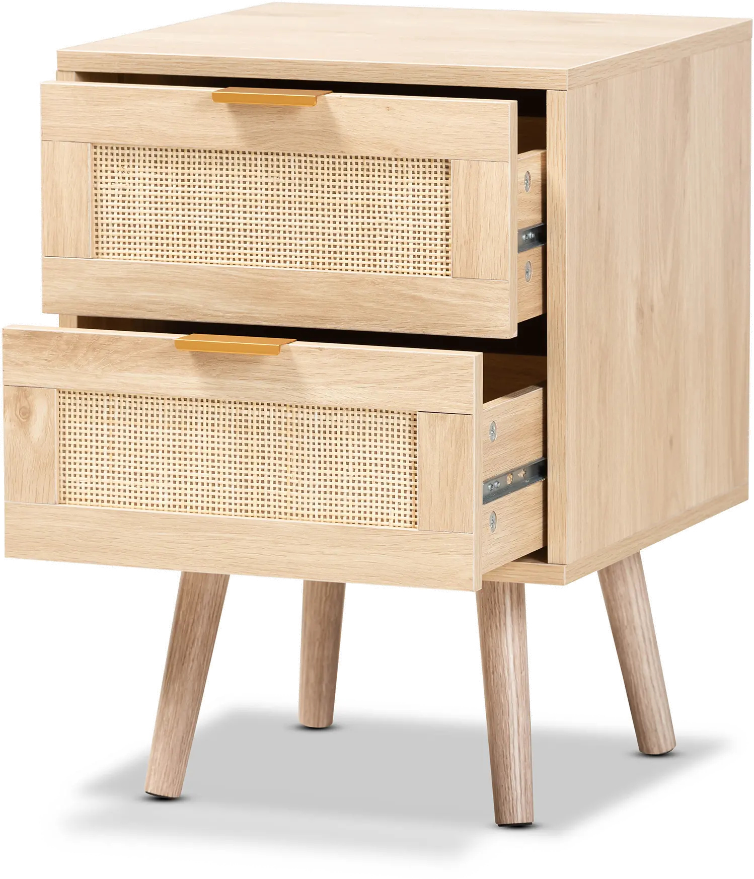 176-11249-RCW Baird Light Brown Wood and Rattan 2-Drawer Nightstand-5