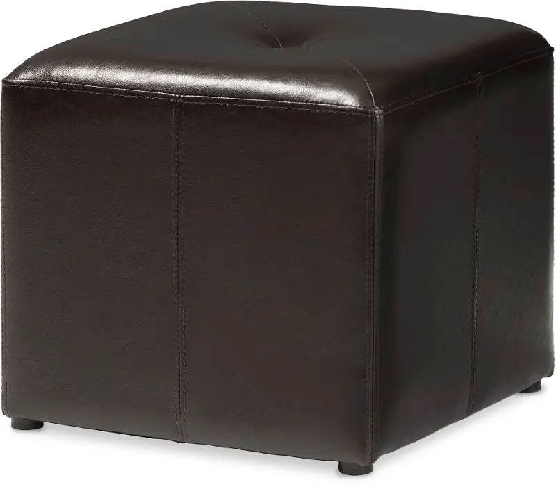 Aric Dark Brown Bonded Leather Ottoman