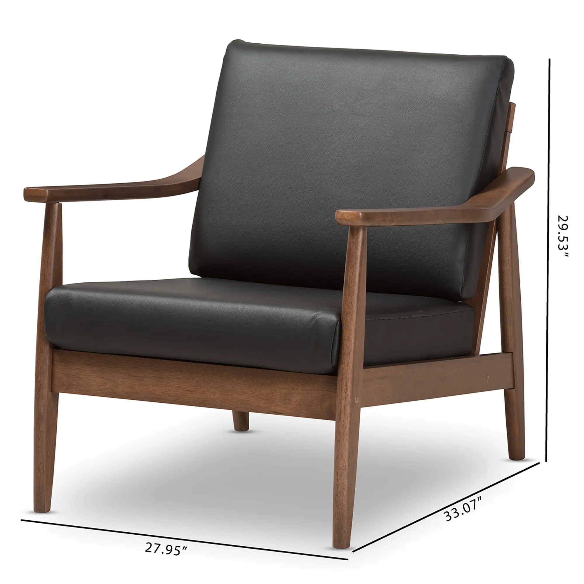 Venza Black Faux Leather Lounge Chair | RC Willey