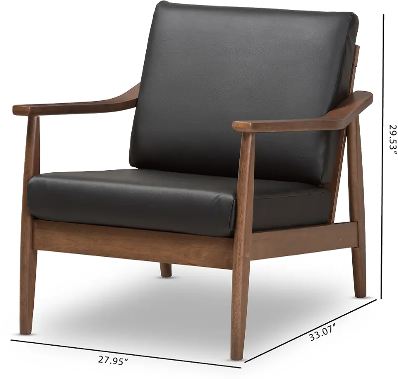 Venza Black Faux Leather Lounge Chair | RC Willey