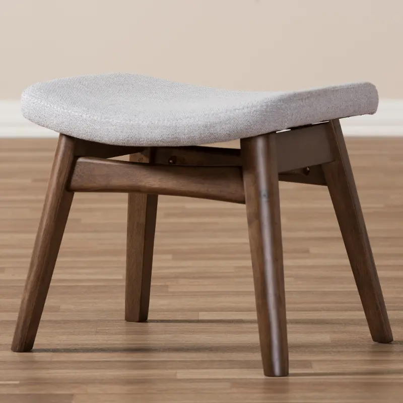 Vera Light Gray Upholstered Ottoman