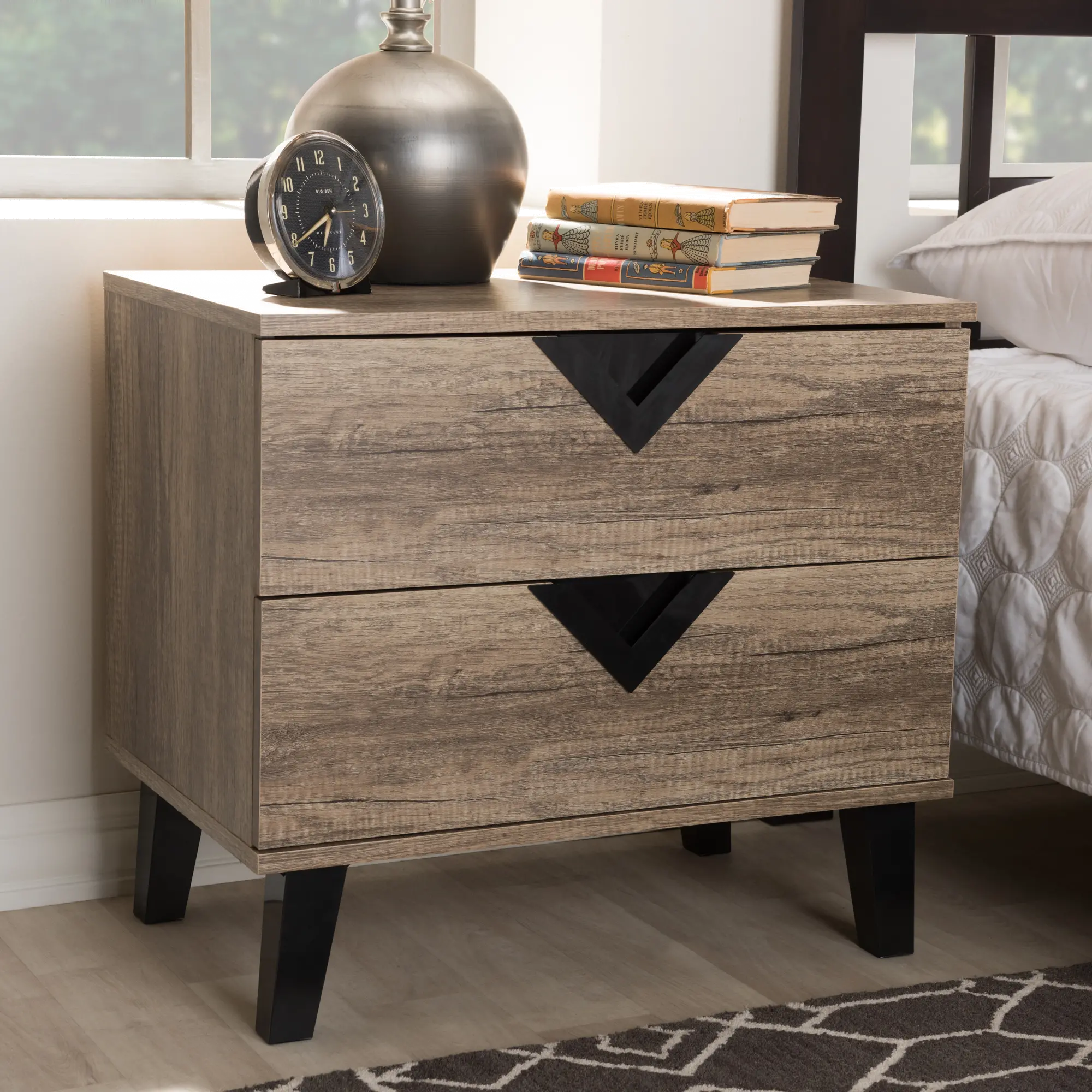137-7562-RCW Swanson Modern Light Brown 2-Drawer Nightstand-1