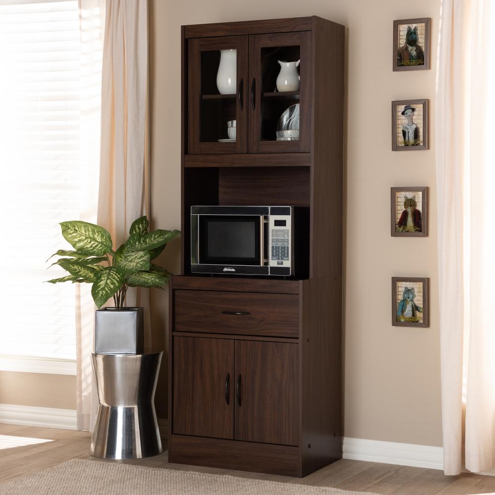 Laura Brown Kitchen Cabinet and Hutch