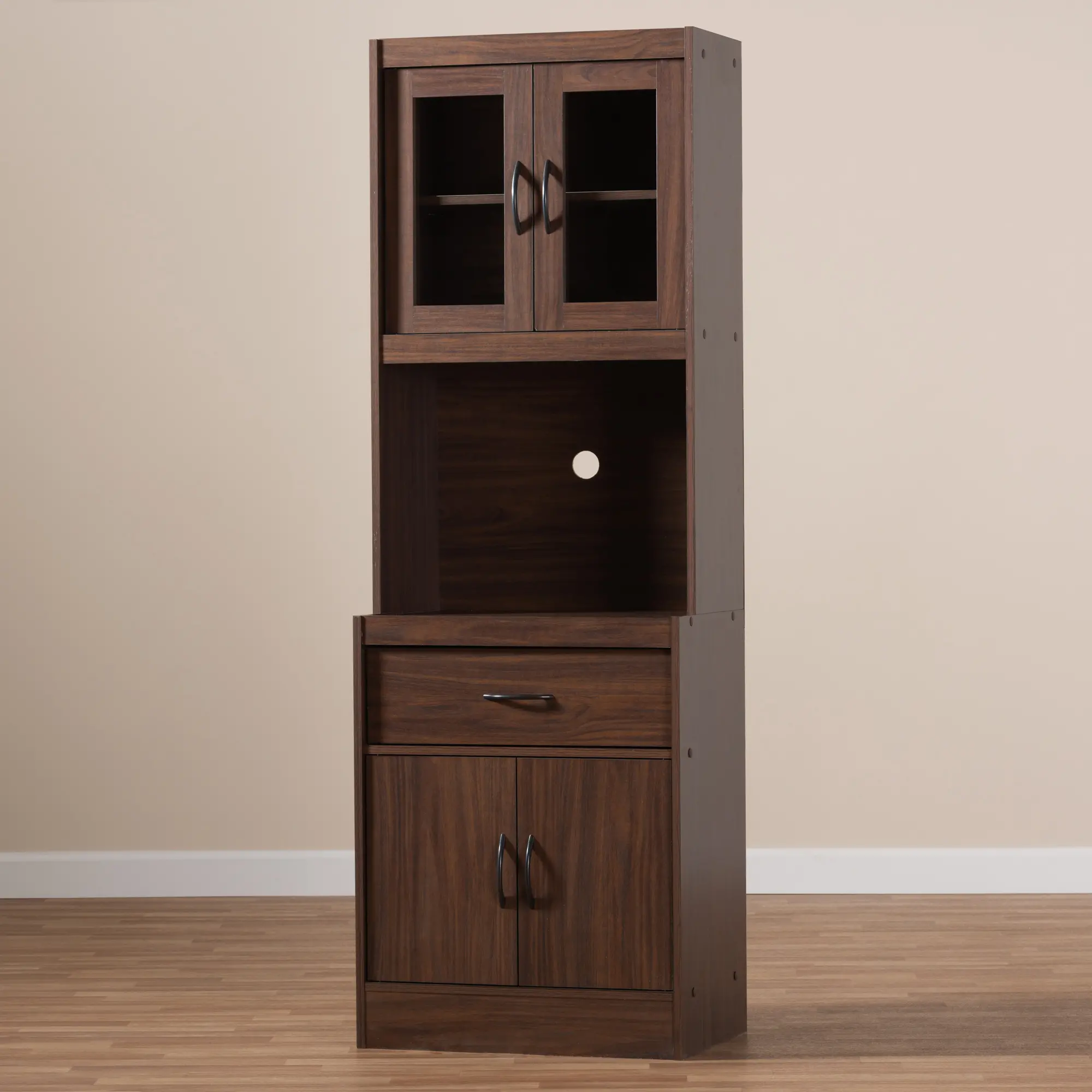 147-8318-RCW Laura Brown Kitchen Cabinet and Hutch-2