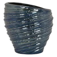 11.5  Blue Ribbed Vase