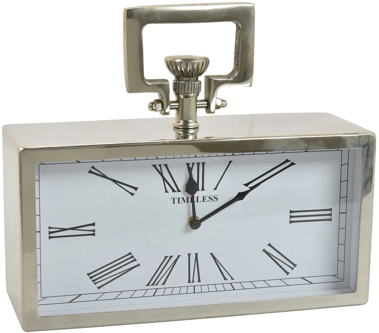 Rectangular Horizontal Silver Clock-1