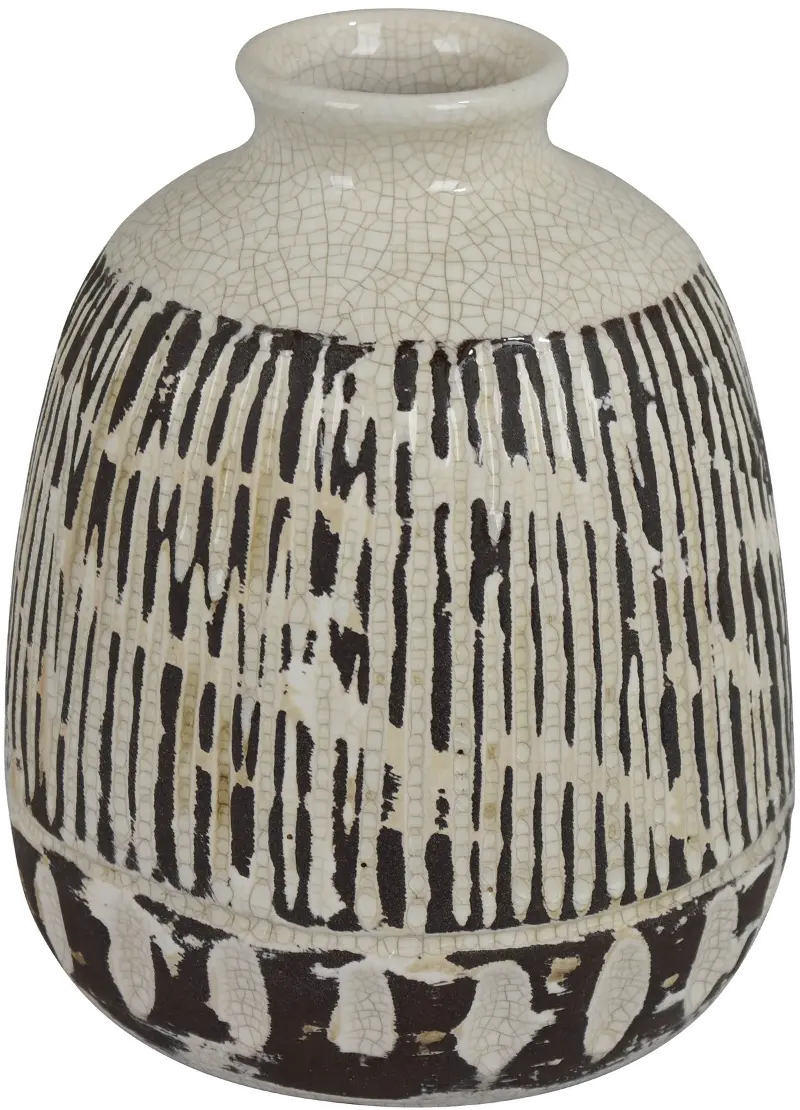 Cream and Brown Accent Vase
