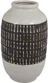 Woven Earth 12.5  Cream and Brown Textured Vase