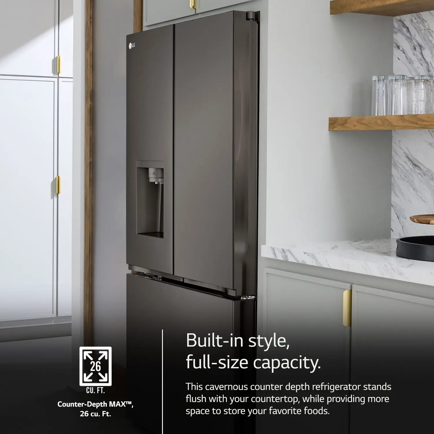 LRYXC2606D LG 25.5 cu ft French Door Refrigerator - Counter Depth Black Stainless Steel-3