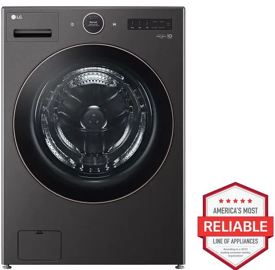 WM6500HBA LG 5 cu ft Front Load Washer - Black Steel 6500B-2