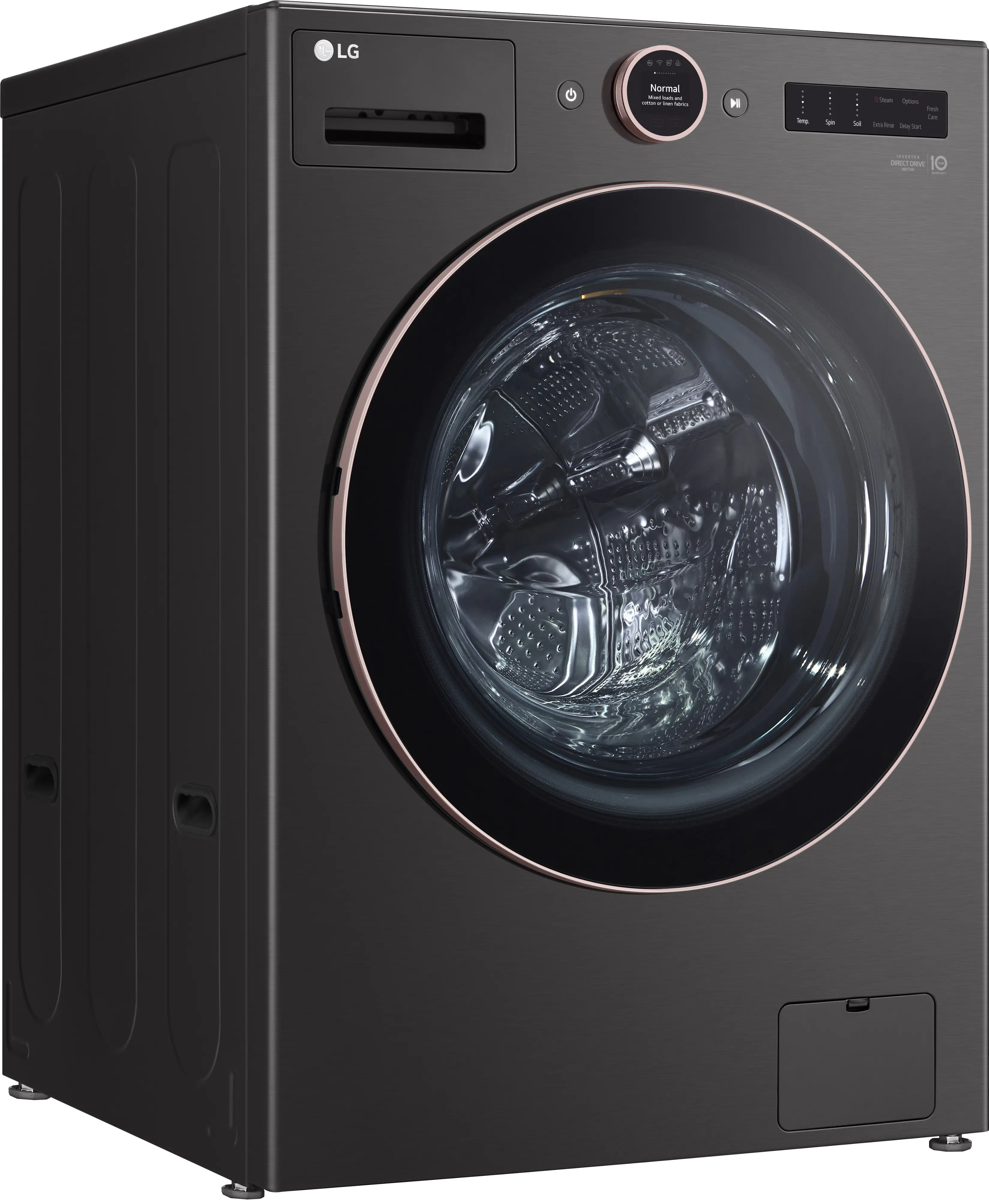 WM6500HBA LG 5 cu ft Front Load Washer - Black Steel 6500B-11