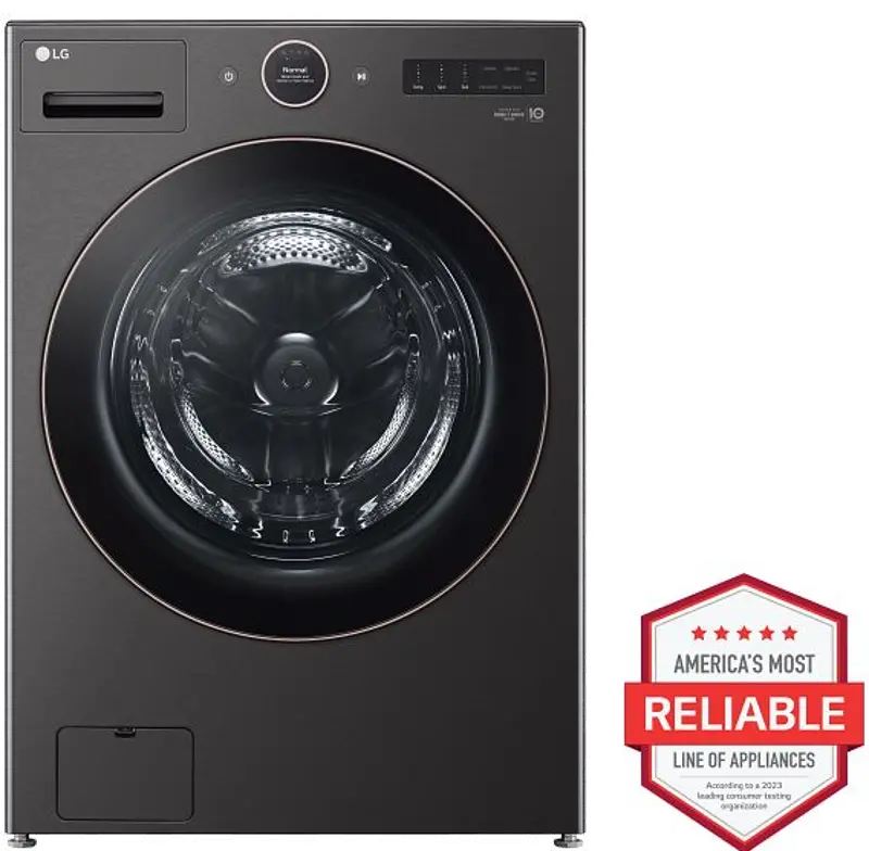 LG 5 cu ft Front Load Washer - Black Steel 6500B