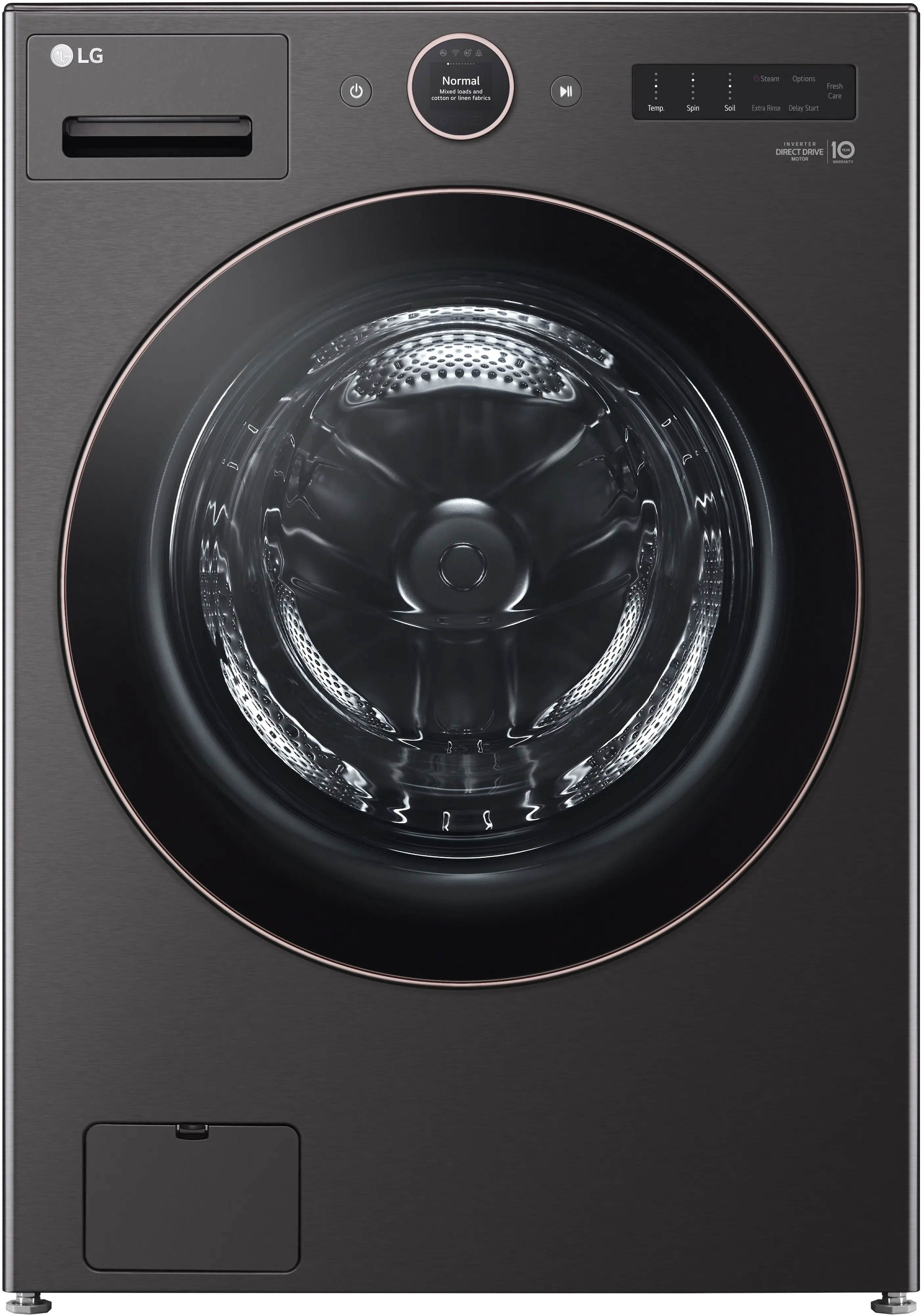 WM6500HBA LG 5 cu ft Front Load Washer - Black Steel 6500B-7