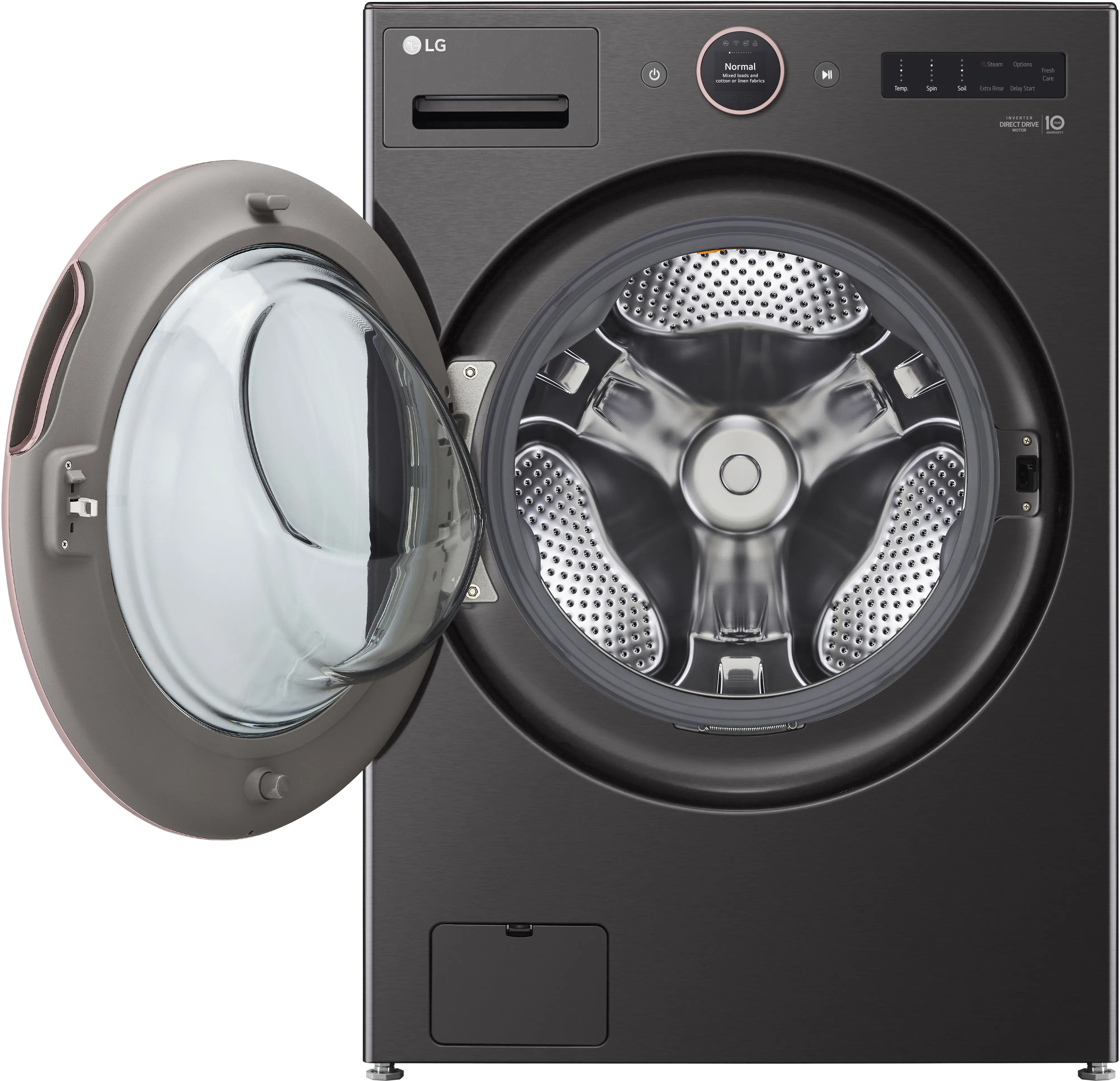 WM6500HBA LG 5 cu ft Front Load Washer - Black Steel 6500B-8