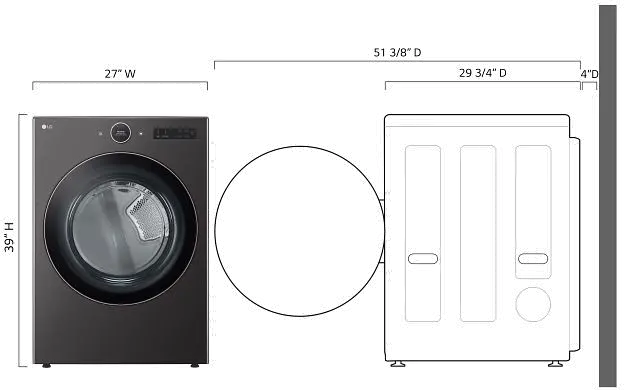 DLEX6500B LG 7.4 cu ft Electric Dryer - Black Steel 6500B-3