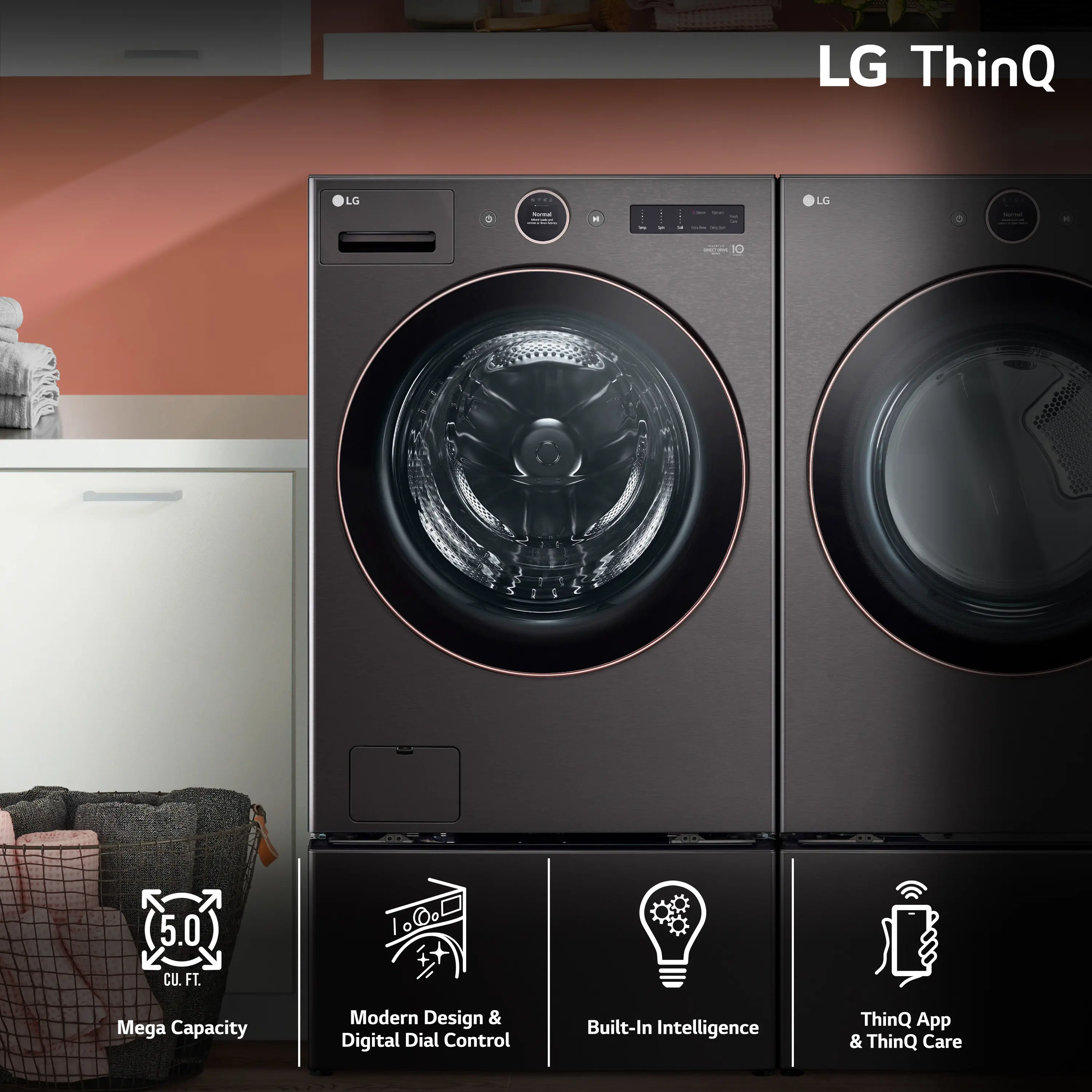 DLEX6500B LG 7.4 cu ft Electric Dryer - Black Steel 6500B-4