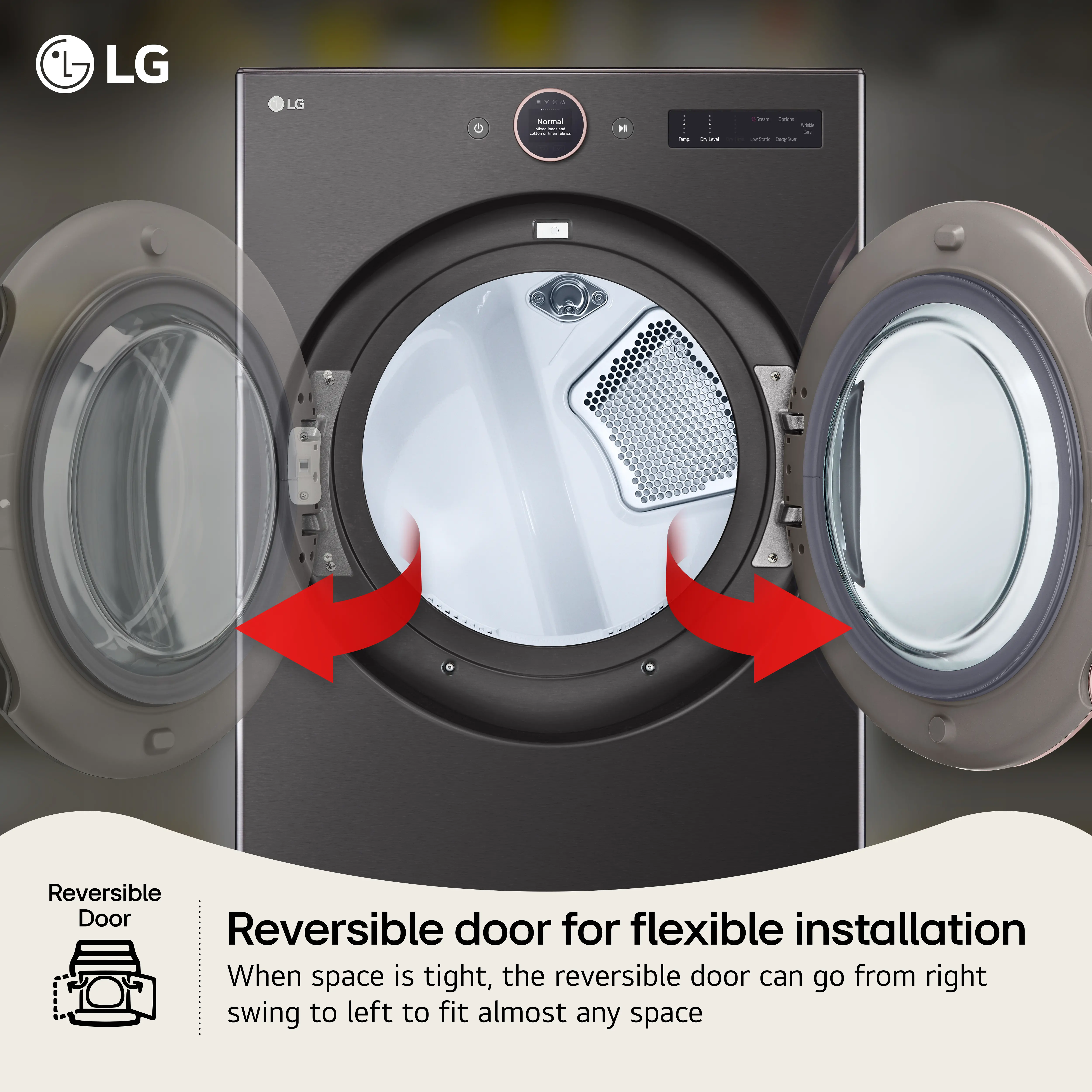 DLGX6501B LG 7.4 cu ft Gas Dryer - Black Steel 6500B-2