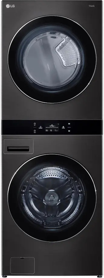 WKEX300HBA LG Single Unit Electric Front Load Wash Tower - Black Steel-2