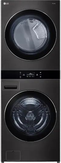 WKEX300HBA LG Single Unit Electric Front Load Wash Tower - Black Steel