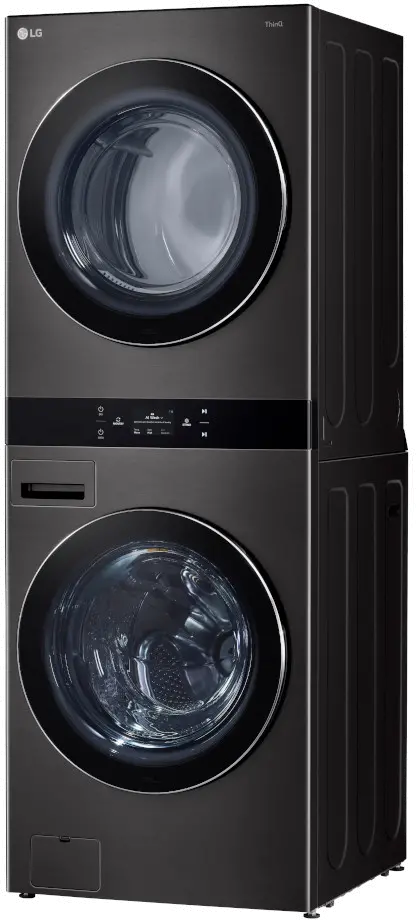 WKEX300HBA LG Single Unit Electric Front Load Wash Tower - Black Steel-1