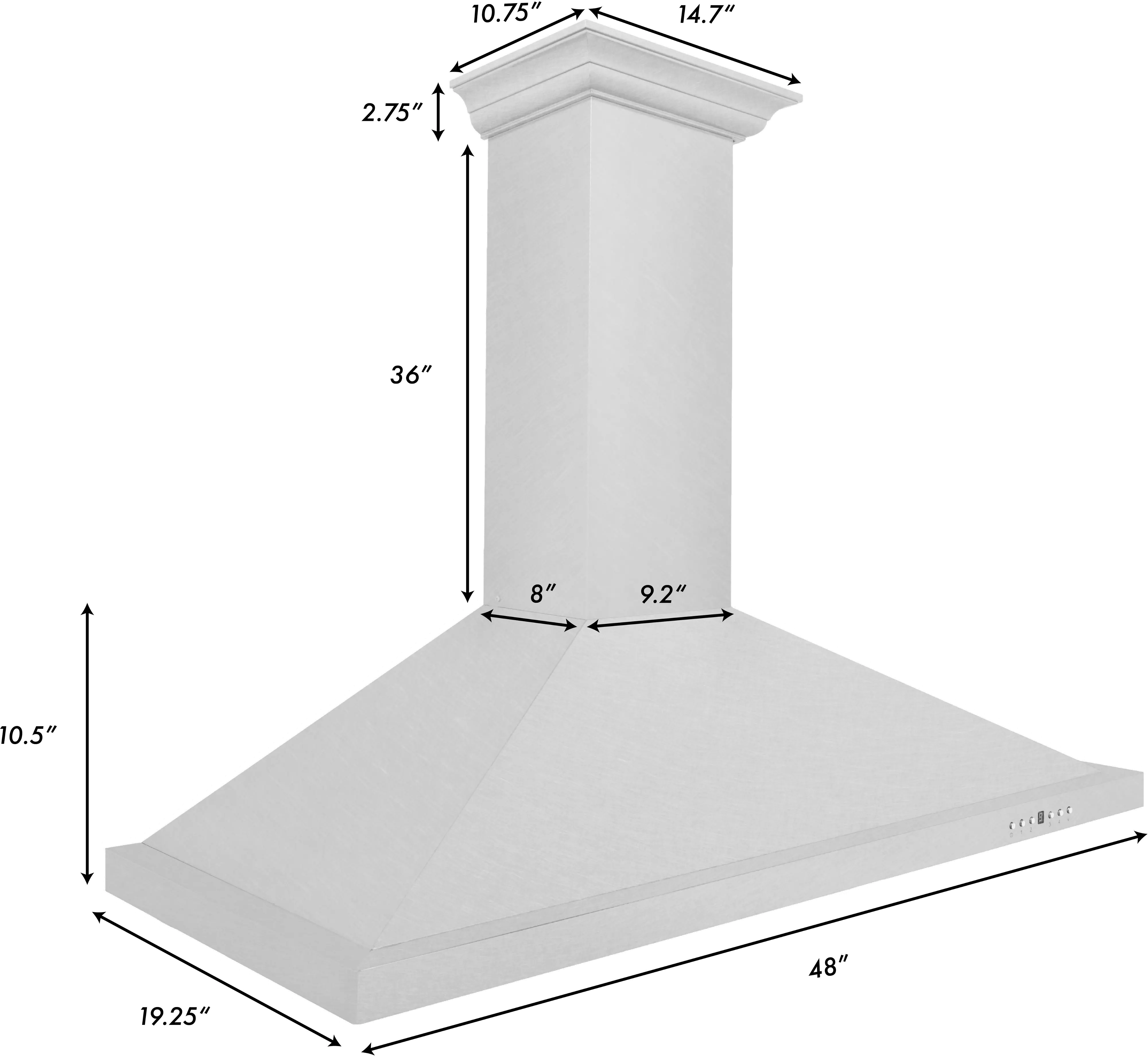 8KBS-48 ZLINE Designer Series 48 Inch Wall Mount Range Hood - DuraSnow® Stainless Steel-11