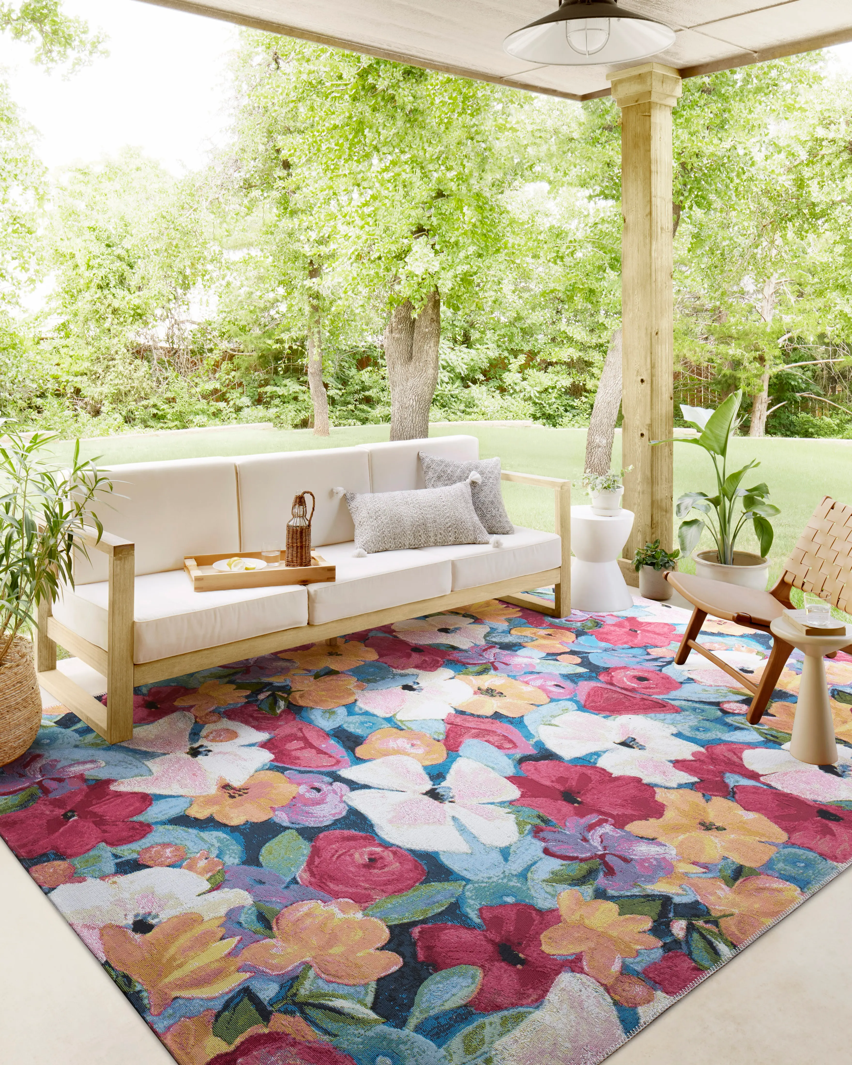 BOT-02NAVY/MULTI-5X7 Botanical 5 x 8 Floral Navy Multicolor Outdoor Rug-2