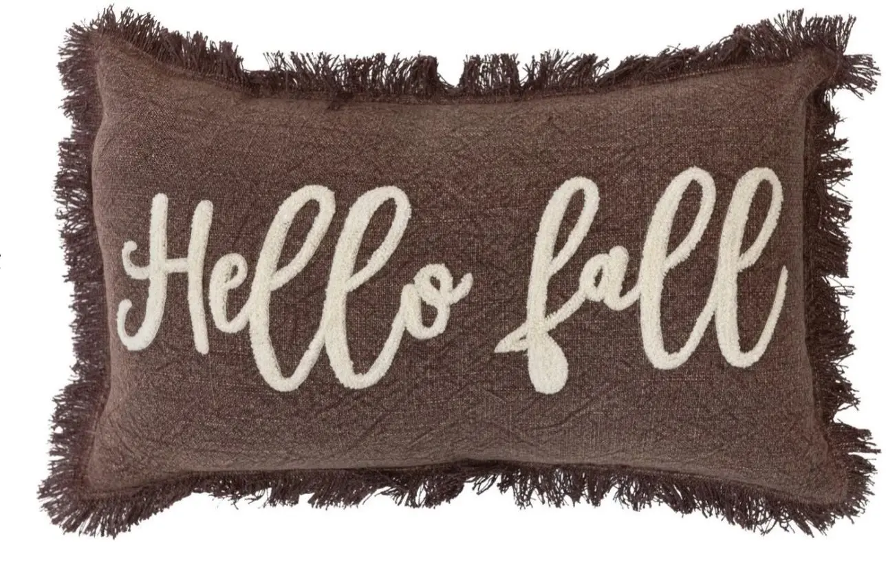 CF3759/HELLO-PILW  Hello Fall  Brown and Cream Pillow-1
