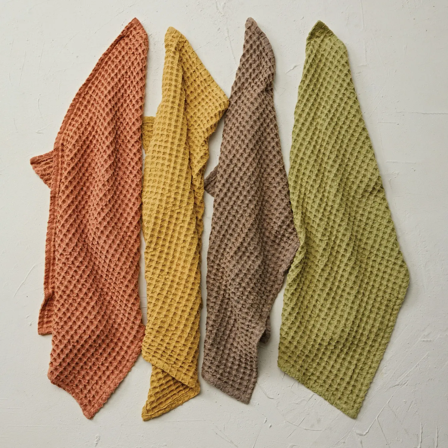 CF3661A-A/4-IND/TWLS Assorted Stonewash Waffle Tea Towels-1