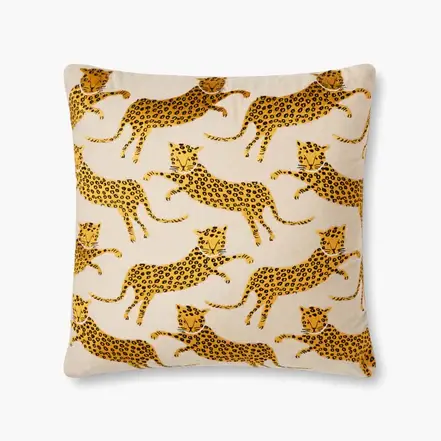 P6051RPNAT/GOLD-PILW Tan and Gold Leopard Accent Pillow-1