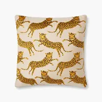 P6051RPNAT/GOLD-PILW Tan and Gold Leopard Accent Pillow