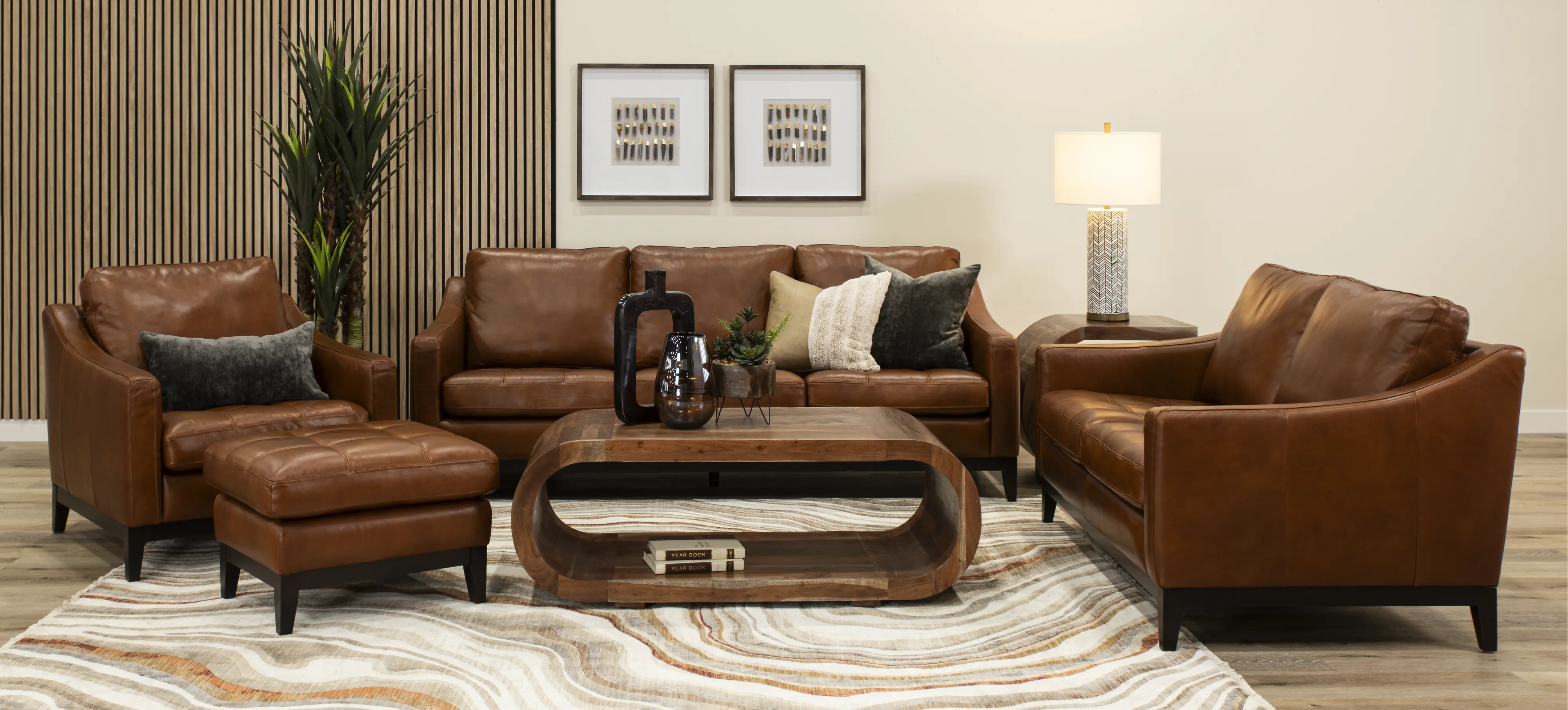 De la Cruz Brown Leather Sofa-2