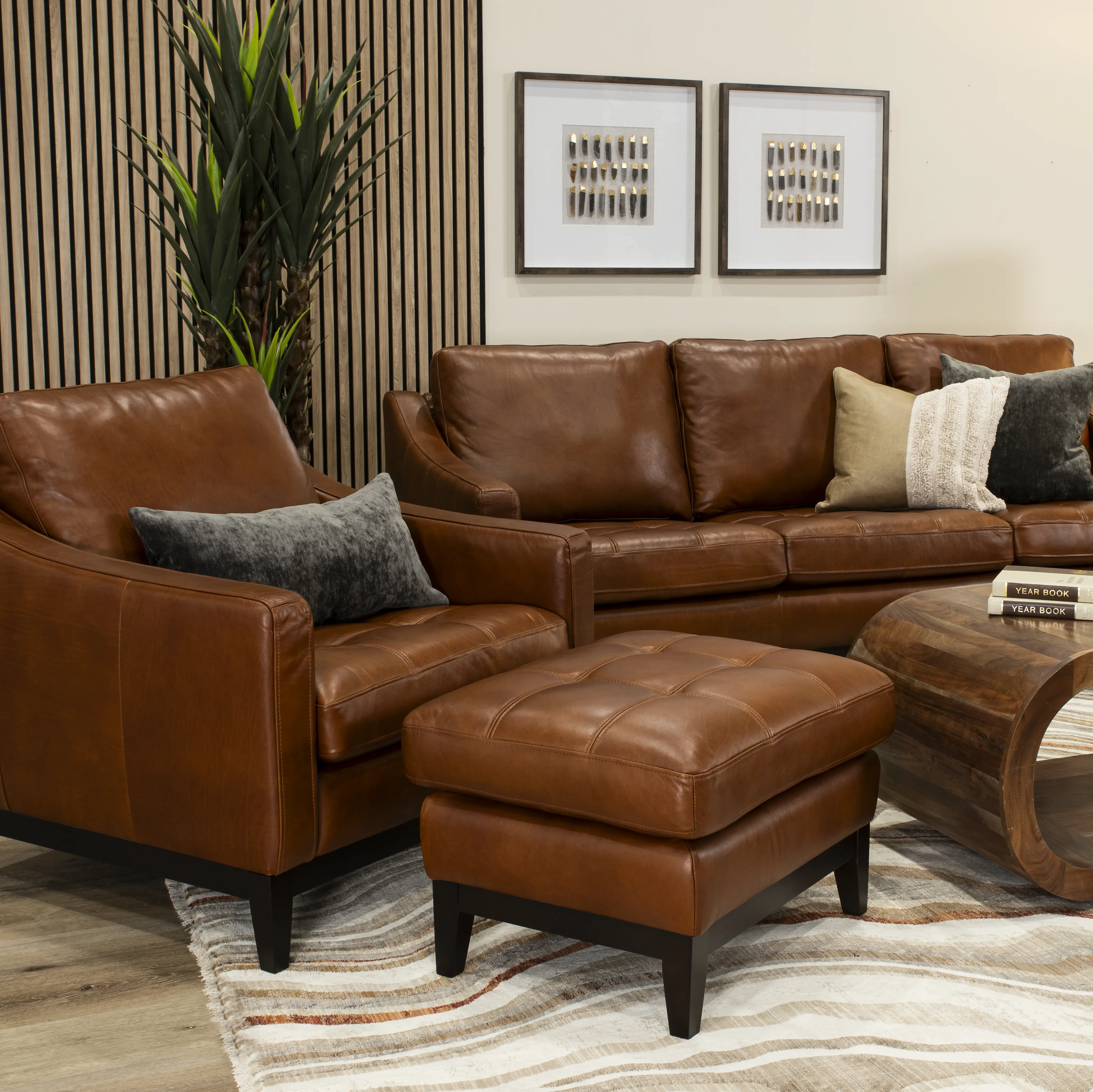 De la Cruz Brown Leather Loveseat-4