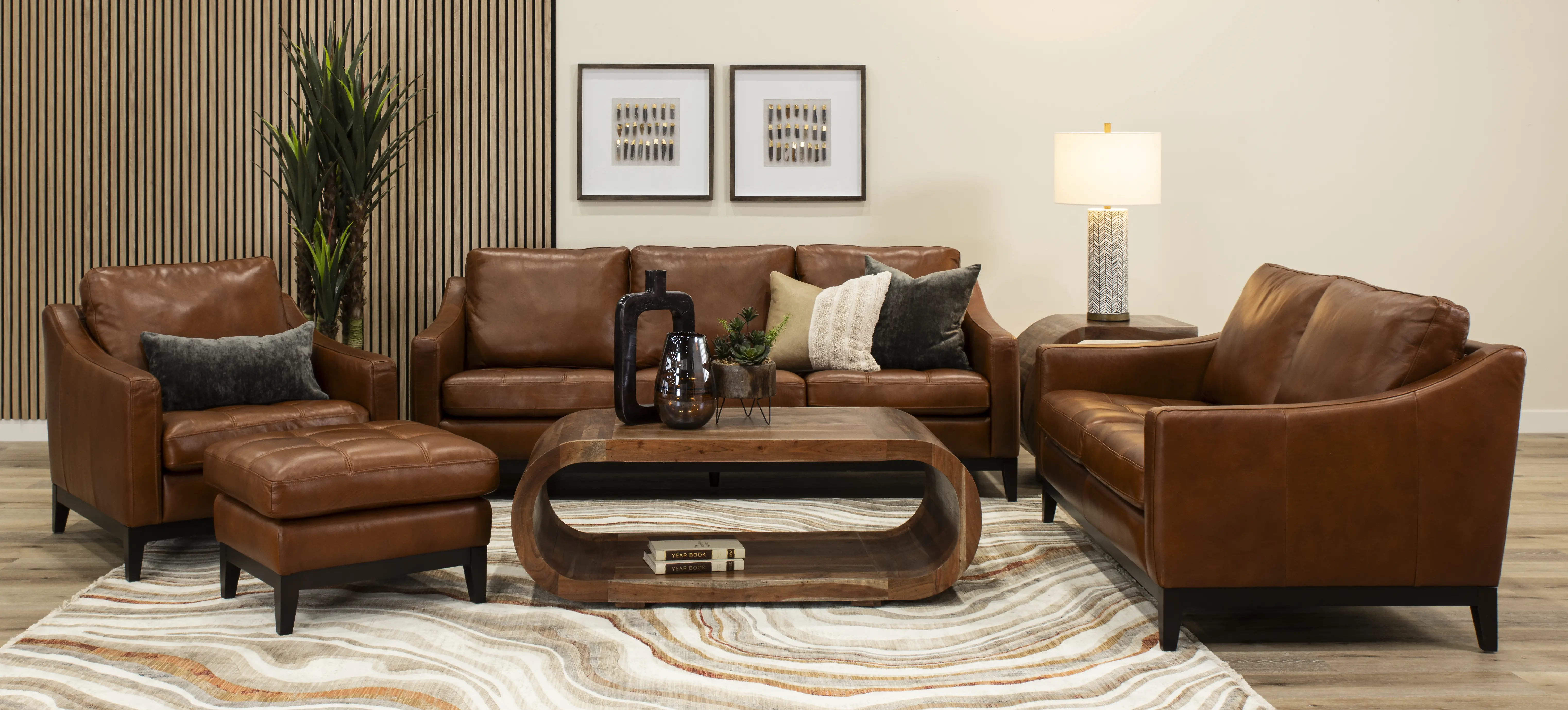 De la Cruz Brown Leather Loveseat-2