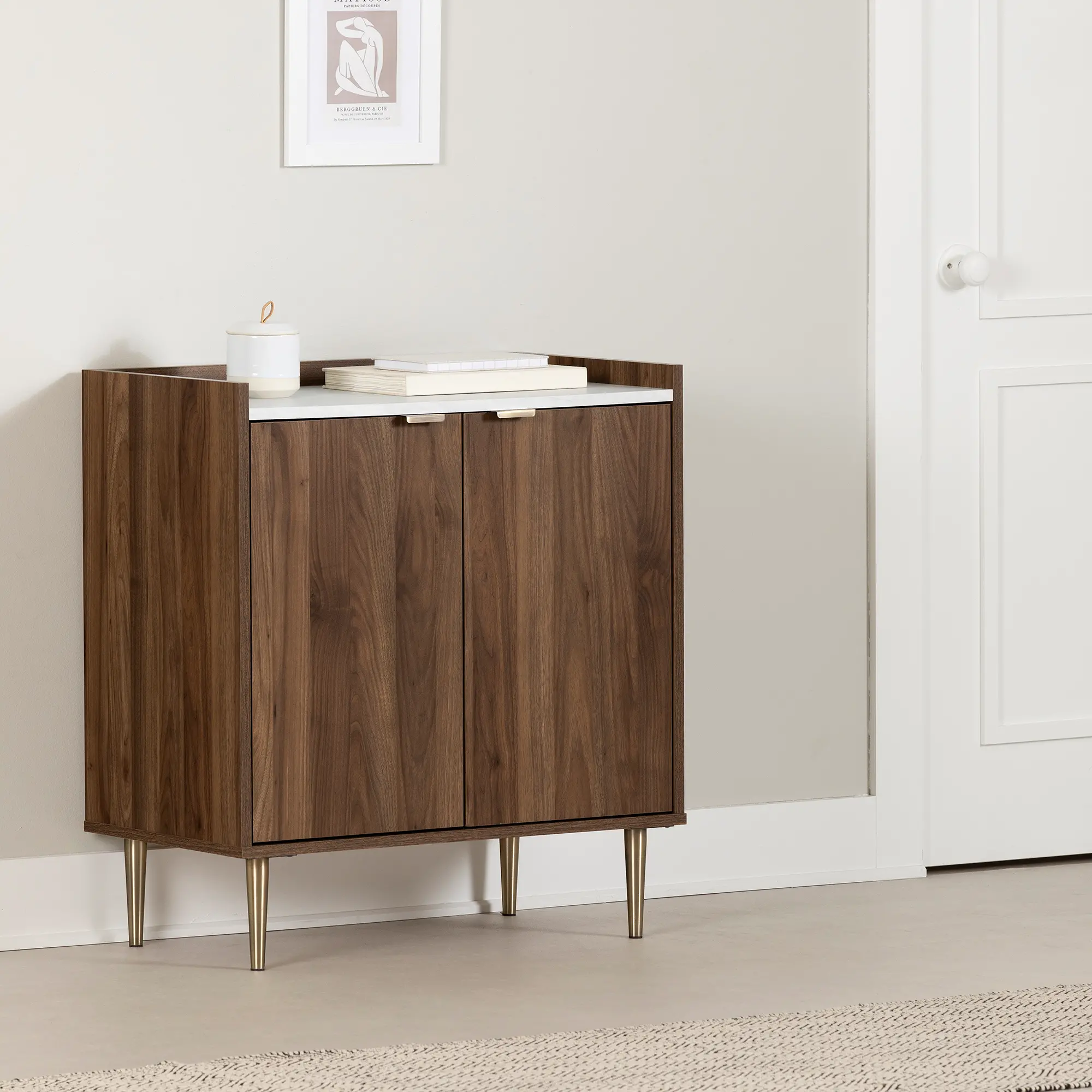 14465 Maliza Walnut and White Storage Cabinet-2