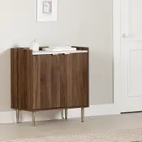 14465 Maliza Walnut and White Storage Cabinet