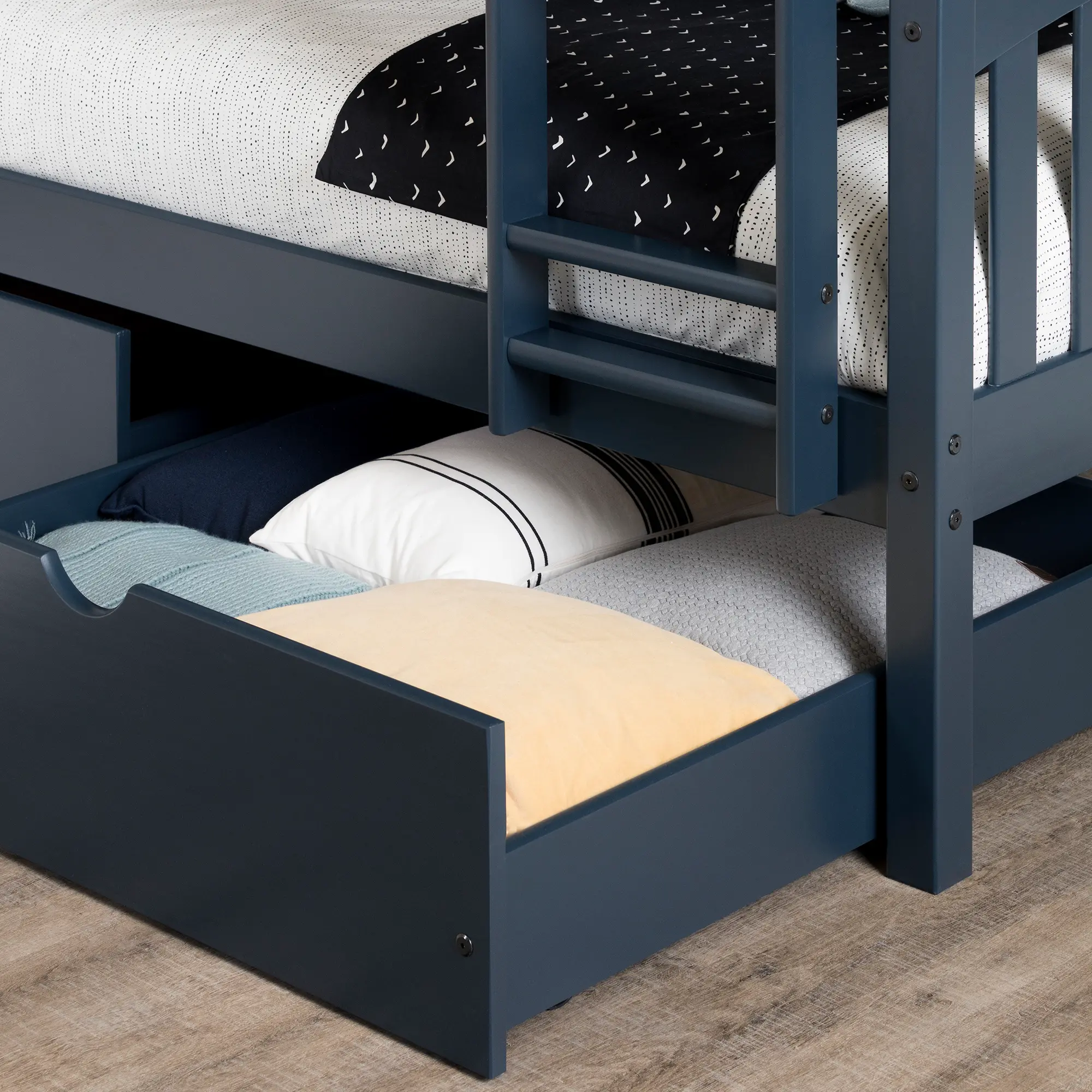 12729 Asten Navy Blue Twin Bunk Beds with Storage Drawers-4