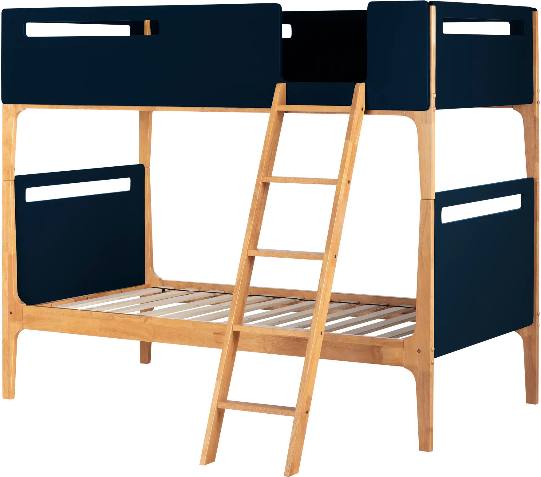 13933 Bebble Natural and Navy Blue Twin Bunk Bed-1