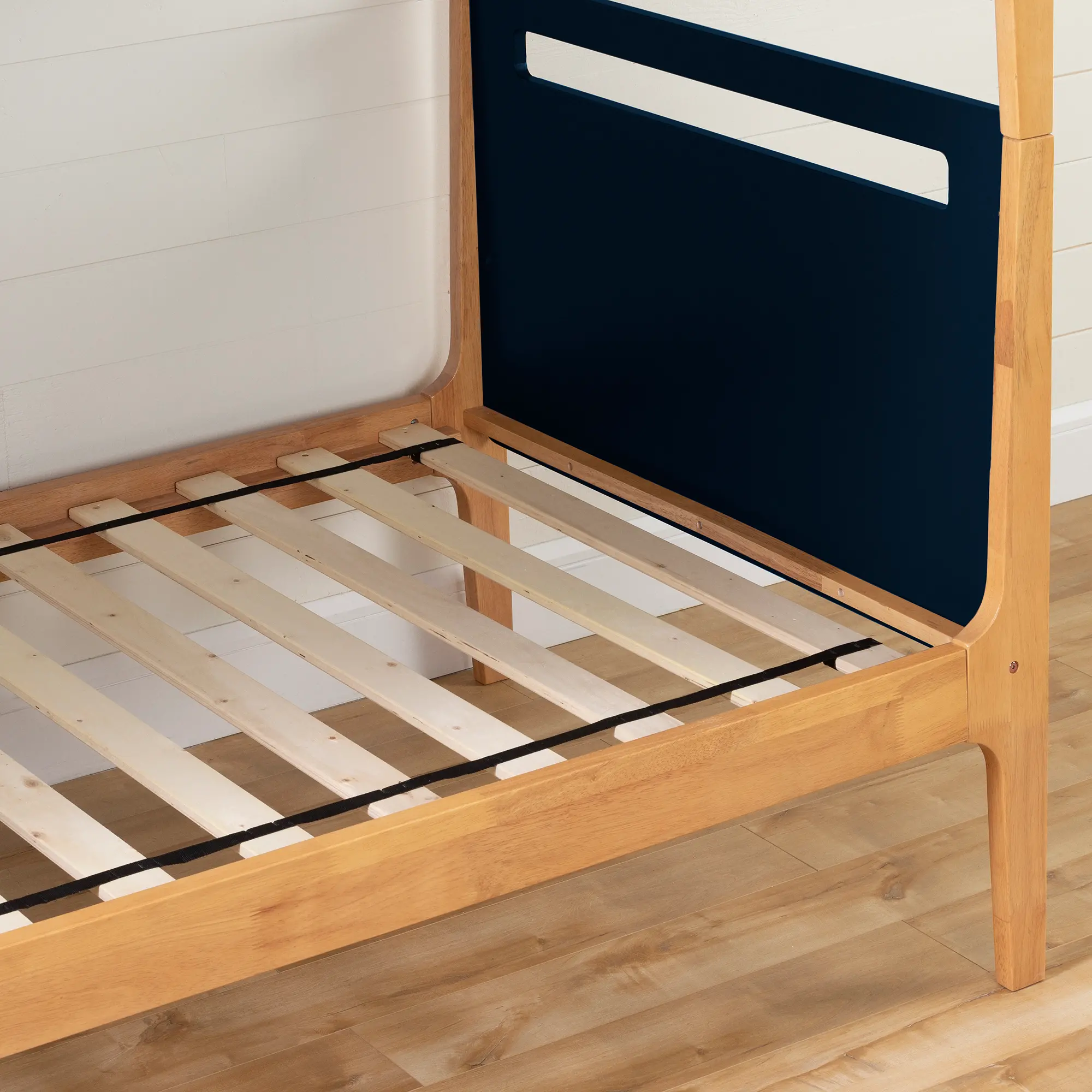 13933 Bebble Natural and Navy Blue Twin Bunk Bed-6