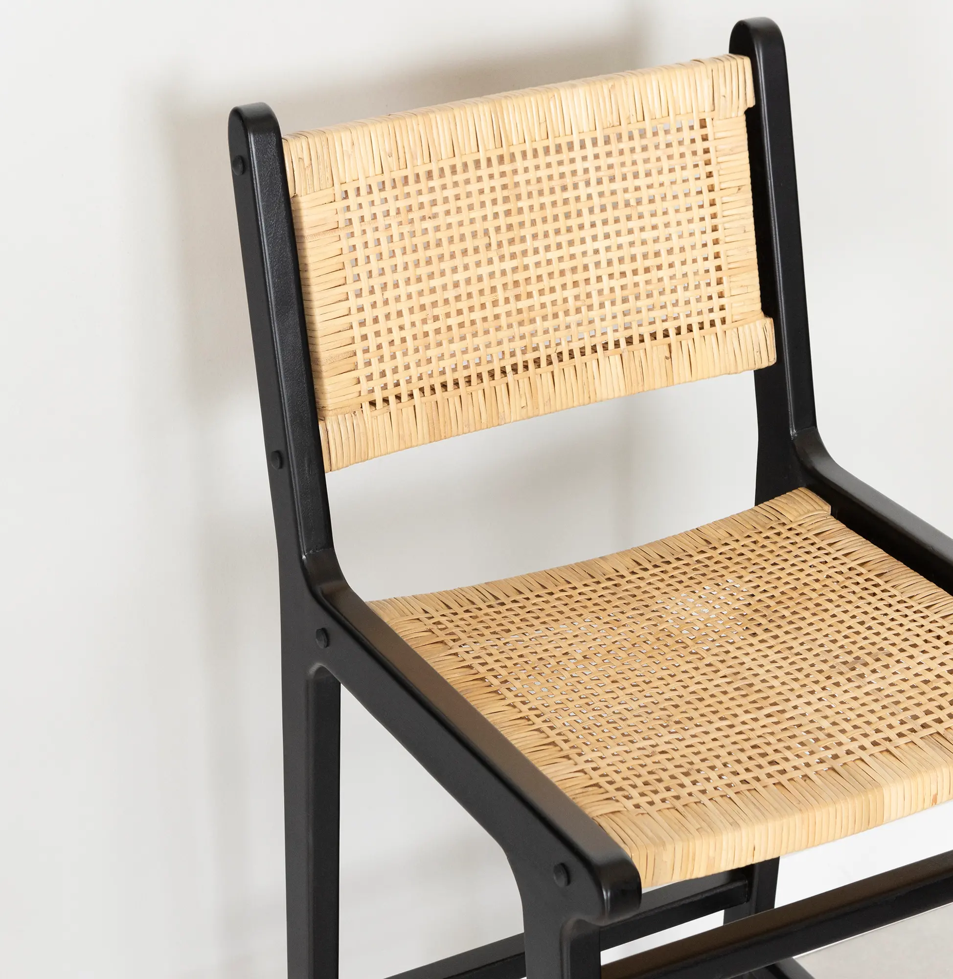 14686 Balka Black & Rattan Bar Stools, Set of 2-4
