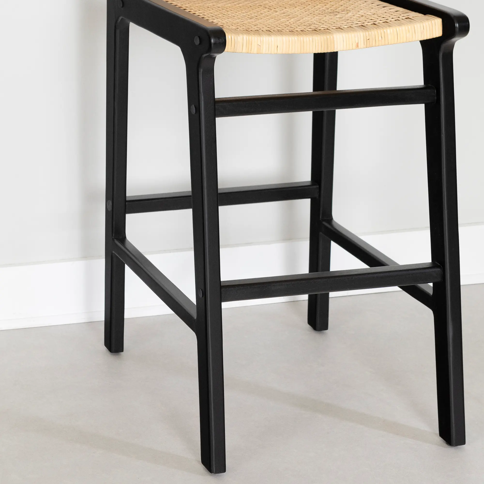 14686 Balka Black & Rattan Bar Stools, Set of 2-5