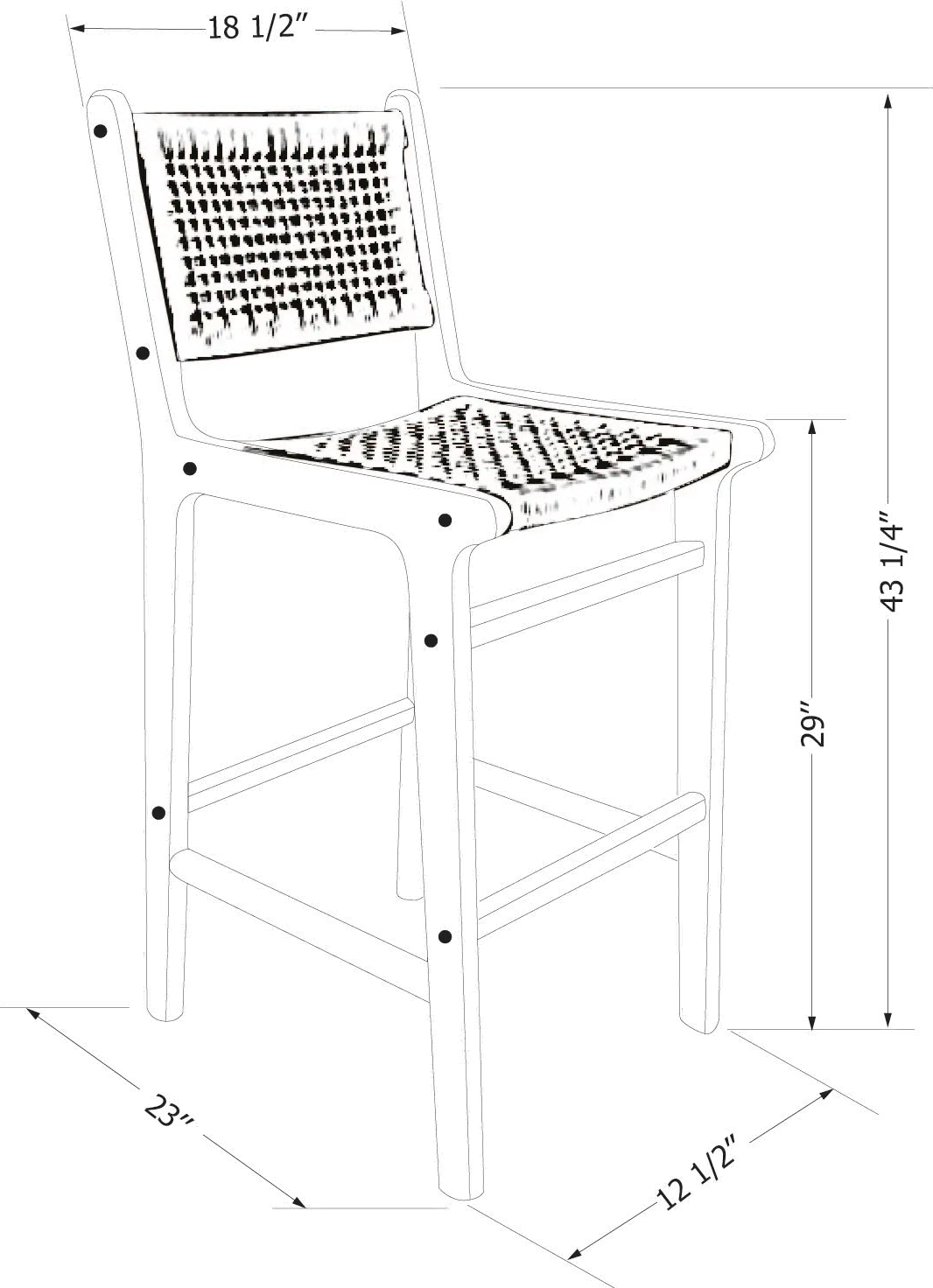 14686 Balka Black & Rattan Bar Stools, Set of 2-9