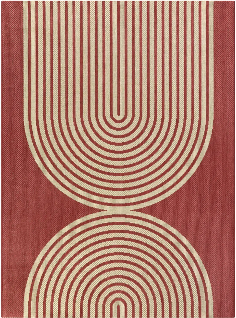 Cerise 5 x 7 Red Transitional Outdoor Patio Rug