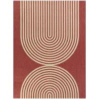 Cerise 8 x 10 Red Transitional Outdoor Patio Rug