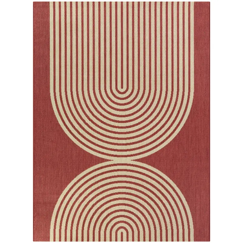 Cerise 8 x 10 Red Transitional Outdoor Patio Rug