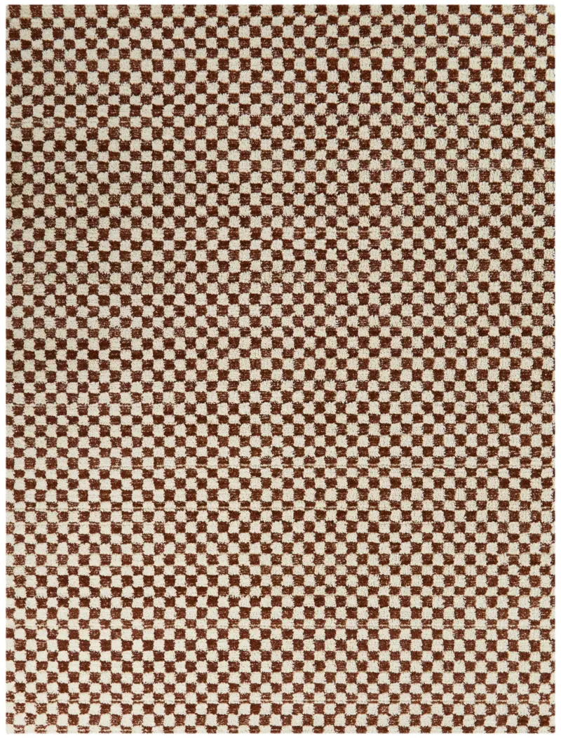 Mann 5 x 7 Checkered Orange Area Rug