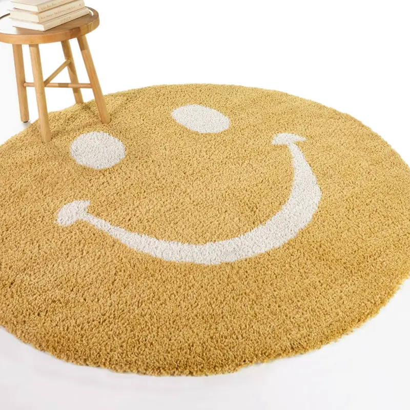 Mod-Tod Round Smiley Kids Shag Area Rug